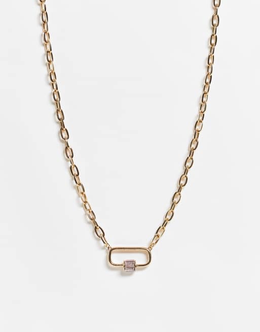 Bloom & Bay choker gold necklace with pink crystal detail
