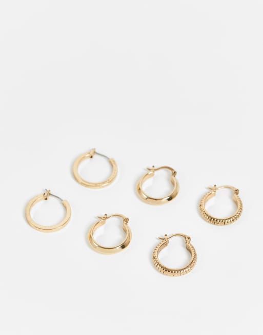 Bloom & Bay - Confezione da 3 paia di orecchini a cerchio color oro