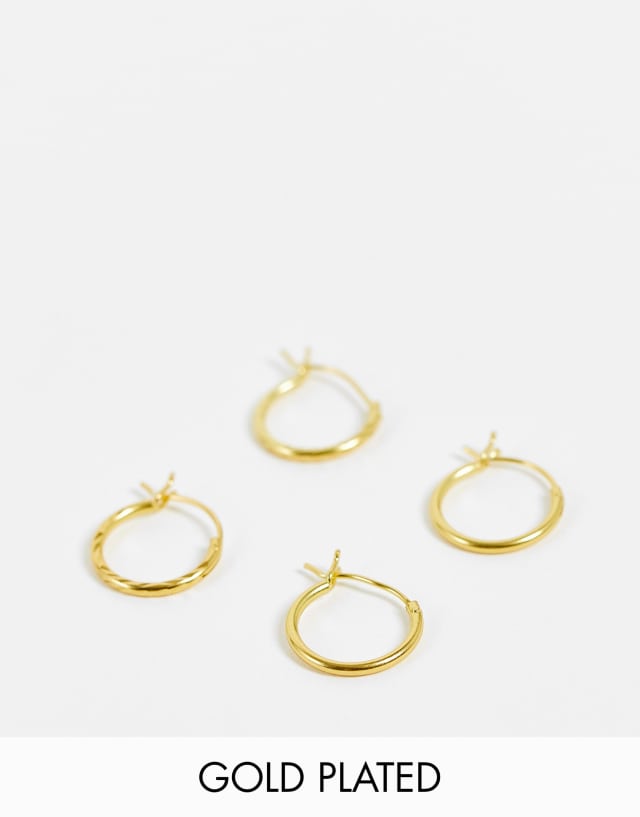 Bloom & Bay gold plated 2 pack mini hoop earrings