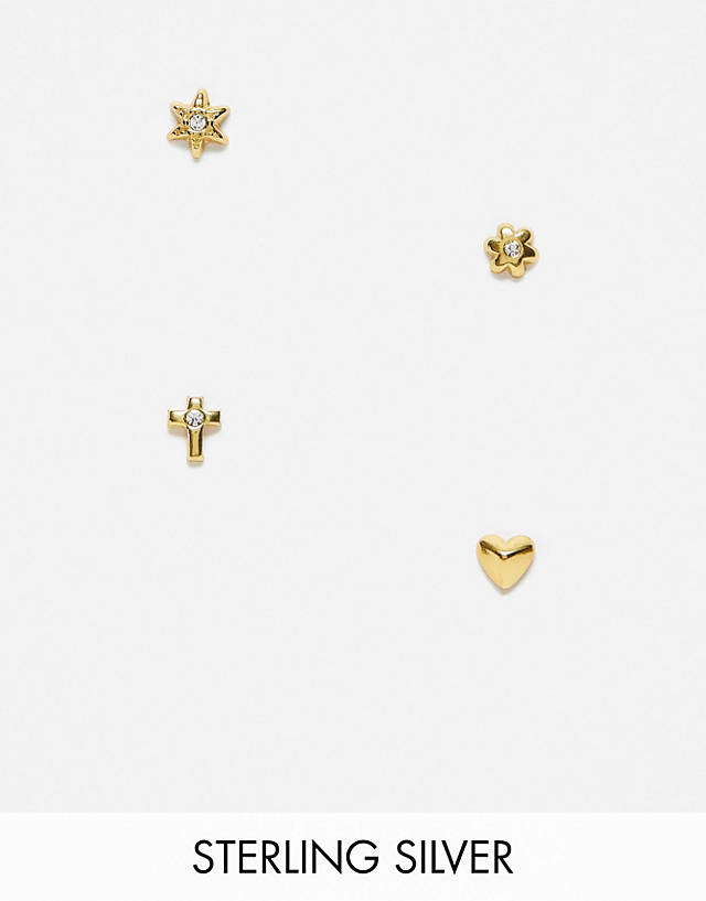 Bloom and Bay - Bloom & Bay gold plated 4 pack of stud earrings