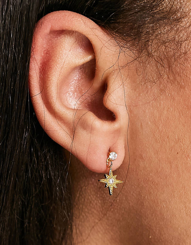 Bloom and Bay - Bloom & Bay gold plated crystal stud earrings with star shaped drop pendant