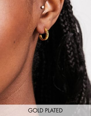Bloom & Bay gold plated plaited effect hoop earrings