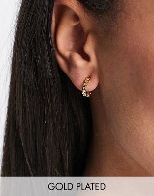 Bloom & Bay gold plated repeated hearts hoop earrings