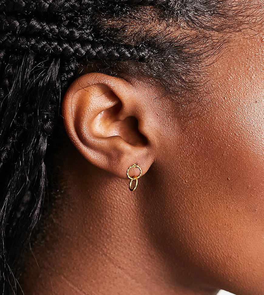 Bloom and Bay Bloom & Bay gold plated rope effect stud earring with connected plain hoop