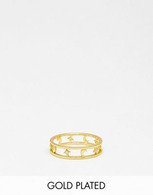 Bloom & Bay gold plated stars and moon cut out band ring