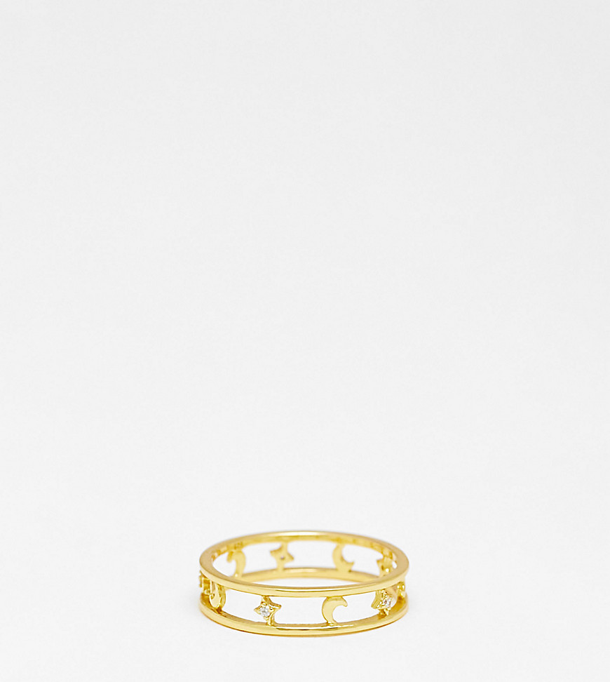 Bloom and Bay Bloom & Bay gold plated stars and moon cut out band ring-Multi