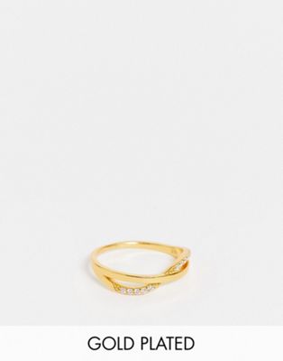 Bloom & Bay gold plated twist ring with crystal details