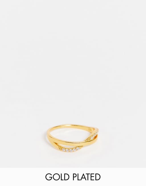 Bloom & Bay gold plated twist ring with crystal details