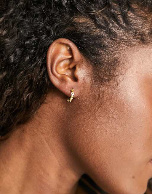 Bloom & Bay half moon chain detail sterling silver hoops, 3 of 4