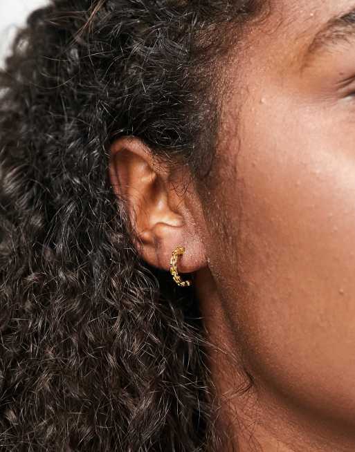 Bloom & Bay half moon chain detail sterling silver hoops, 4 of 4