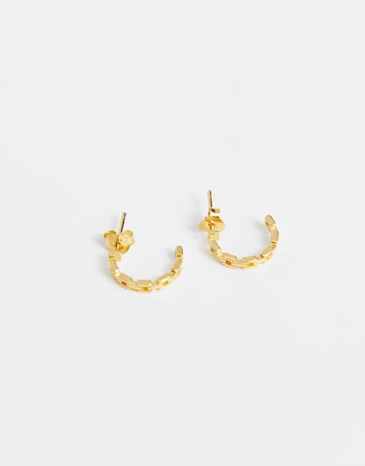 Bloom & Bay - Orecchini a cerchio in argento sterling con catenina a mezzaluna, 2 di 4