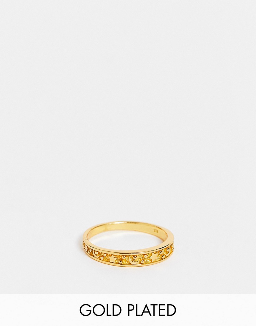 Bloom & Bay star and moon gold plated ring