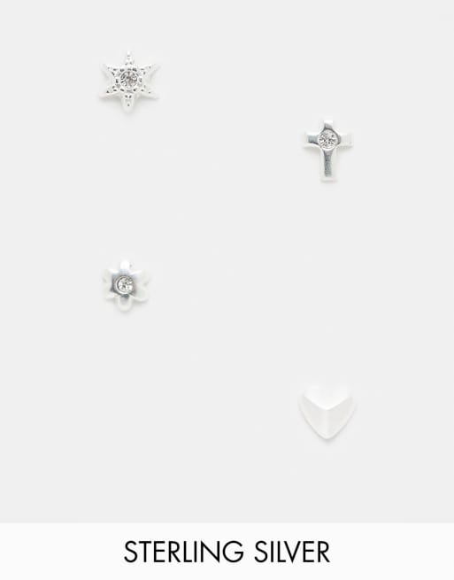 Pack of deals silver stud earrings