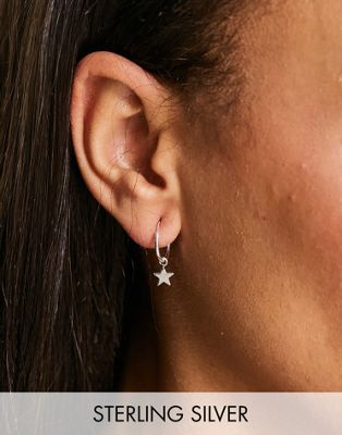 Bloom & Bay sterling silver hoop earrings with small star drop pendant