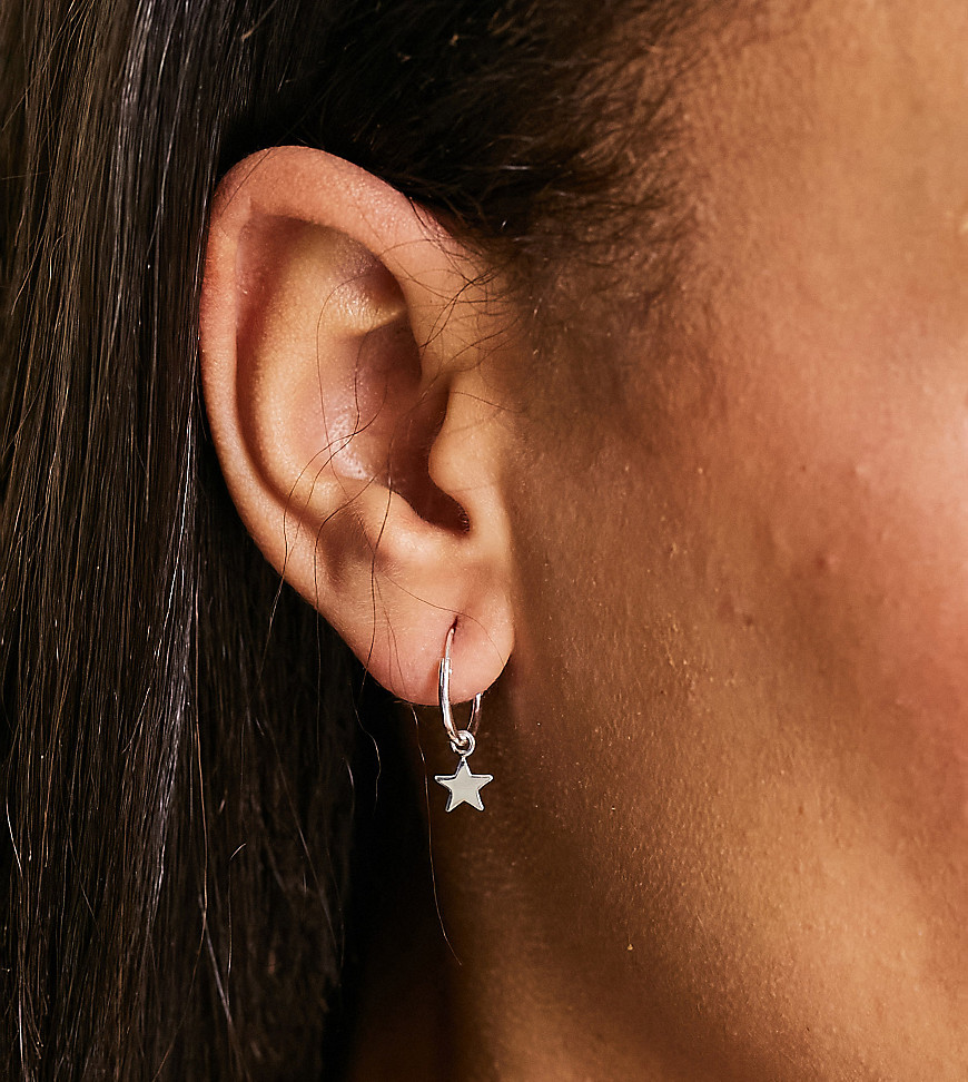 Bloom and Bay Bloom & Bay sterling silver hoop earrings with small star drop pendant