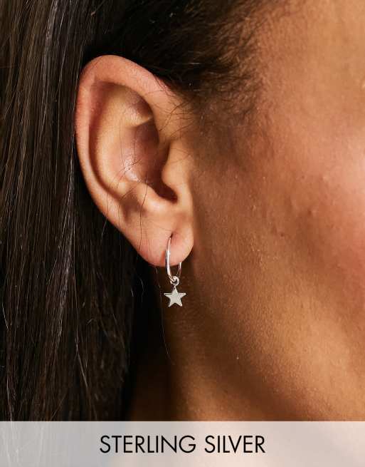 Bloom & Bay sterling silver hoop earrings with small star drop pendant