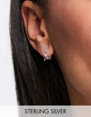 Bloom & Bay sterling silver star shaped hoop earrings with crystals