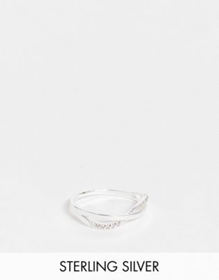 Bloom & Bay sterling silver twist ring with crystal details