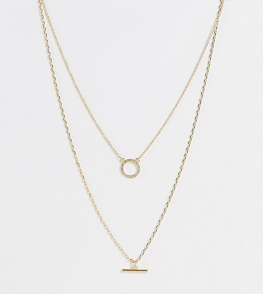 Bloom & Bay two layered necklace with T bar detail-Gold