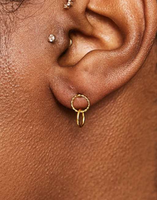 Bloom & Bay – Vergoldete Ohrstecker in Seiloptik mit verbundenem, schlichtem Ring, 2 von 4