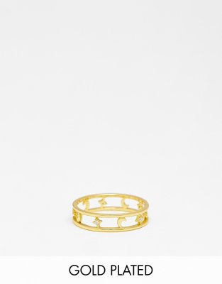 Positiva Jewelry Offener Bandring - Verstellbarer 18K Vergoldeter Edelstahlring