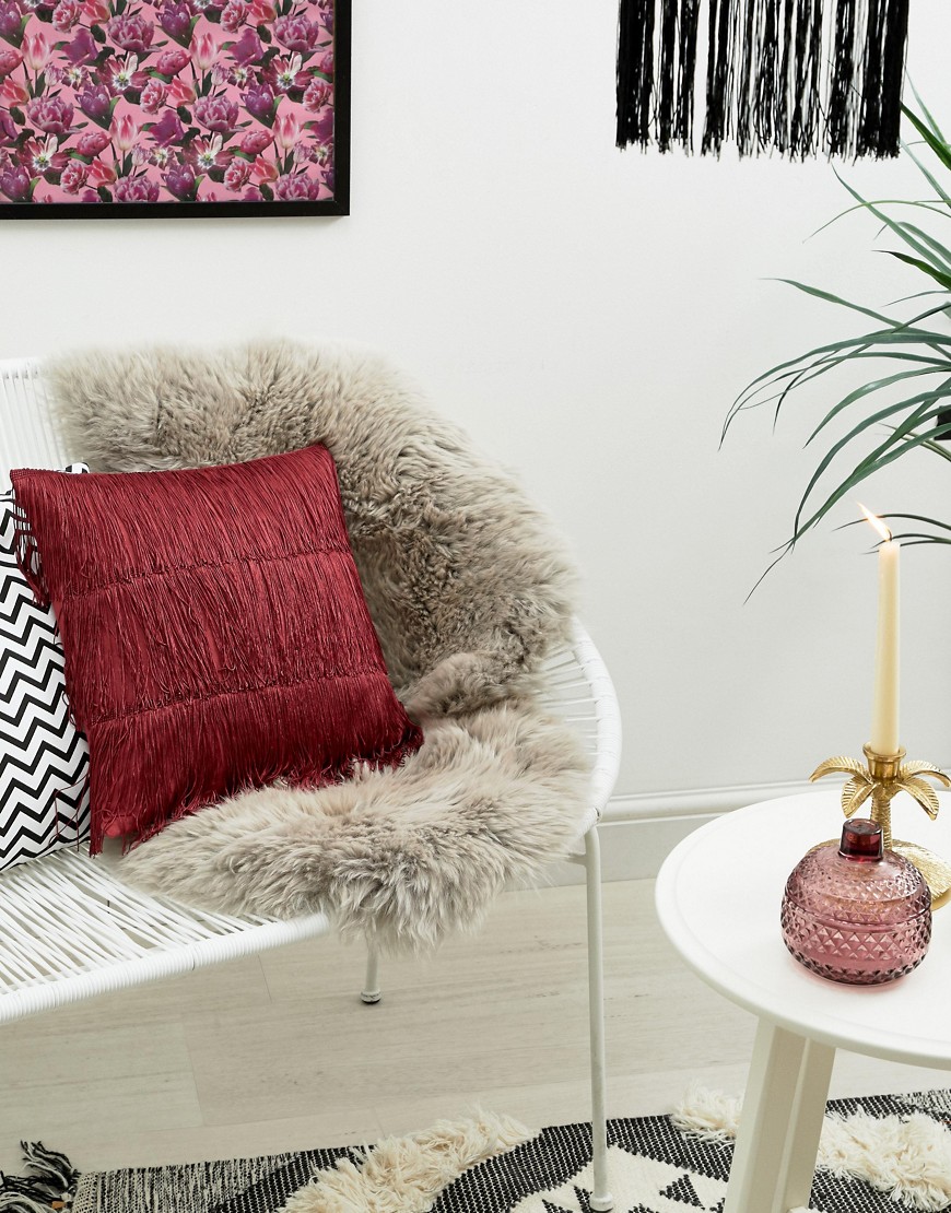 Bloomingville fringe red cushion L40xW40cm-Multi