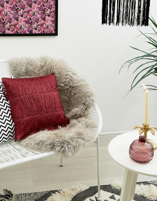 Bloomingville fringe red cushion L40xW40cm