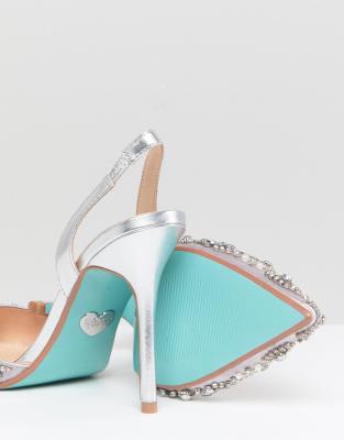 blue by betsey johnson embellished flat wedding mules