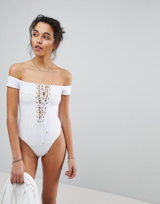 Off the shoulder one deals piece swimsuit