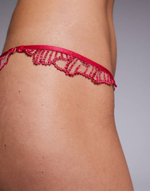 Bluebella Amarosa floral embroidered ouvert briefs in pink , 2 of 4