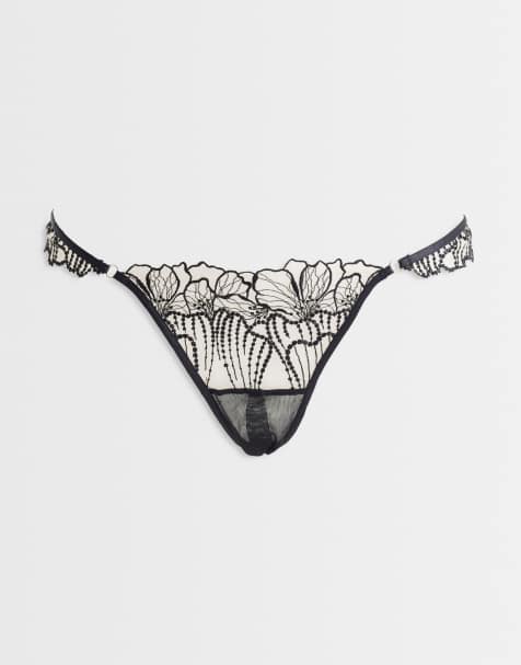Bluebella – Amarosa – Schwarzer Ouvert-Slip mit Blumenstickerei - view 1