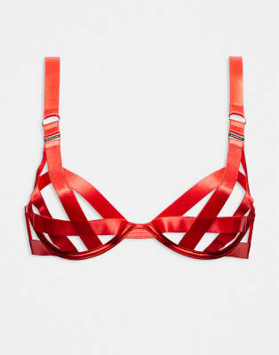 Bluebella Ariana wired bra with strapping details in red