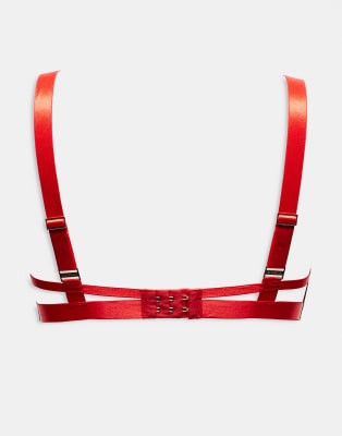 Bluebella Ariana Wired Bra With Strapping Details In Red