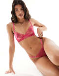 [Bluebella] Bluebella Astra delicate floral lace non padded balconette bra in hot pink 8 A PINK