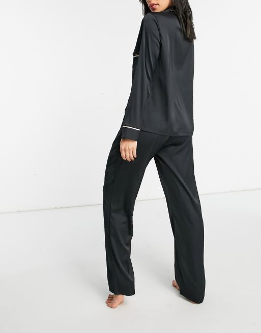 Bluebella Claudia Satin Pajamas set in black