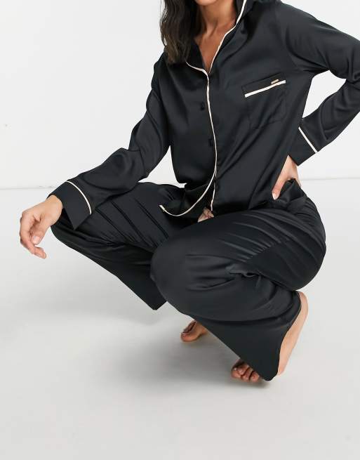 Bluebella Claudia Satin Pajamas set in black