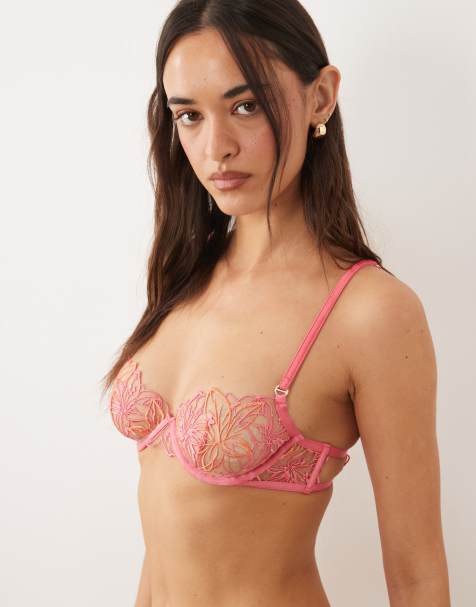 Bluebella floral embroidered underwired bra in pink lemonade - view 1