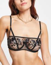 ASOS DESIGN Glitz diamante soft crop bra in black