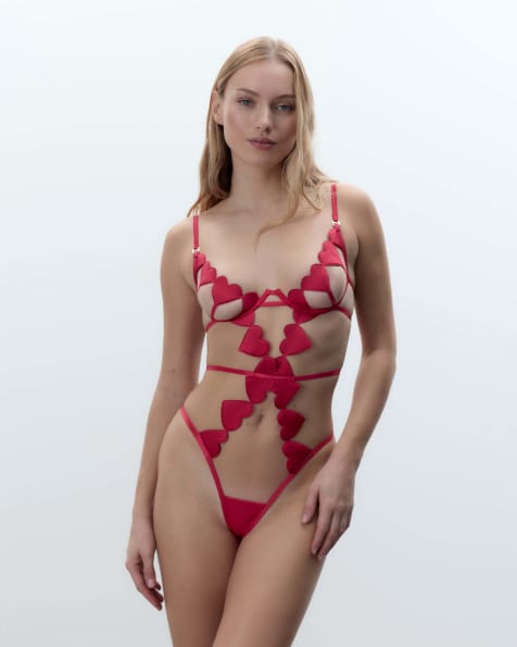 Bluebella Gia Open Heart Wired Body in Pink & Sheer - view 1