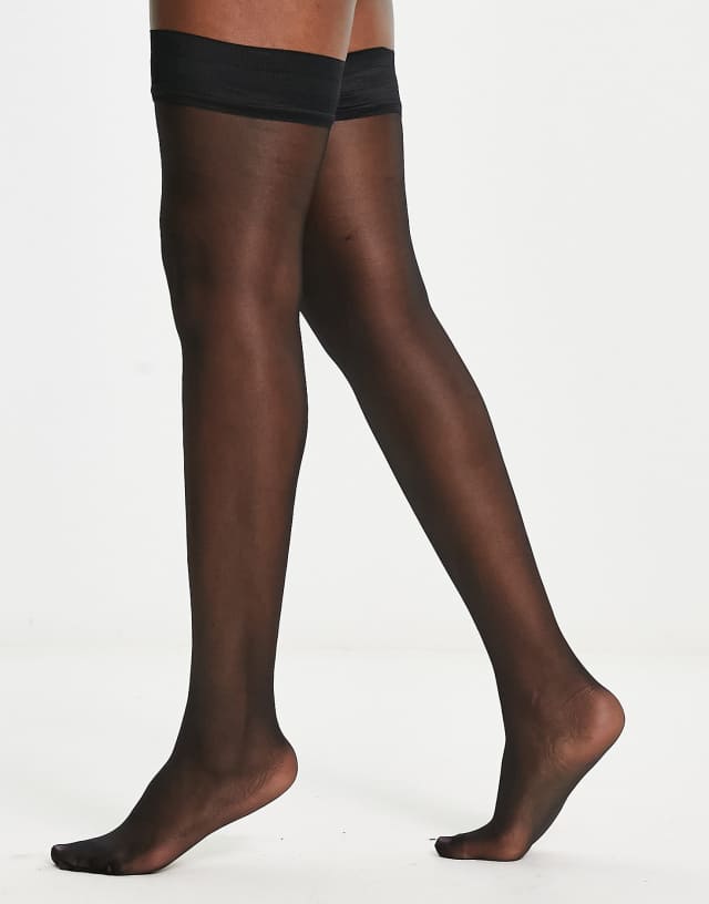 Bluebella hold ups with plain top in black