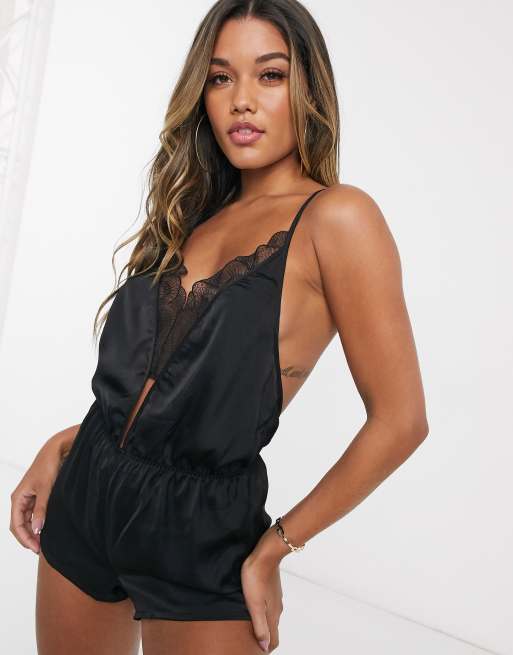 Romee Luxury Satin Teddy - Black 