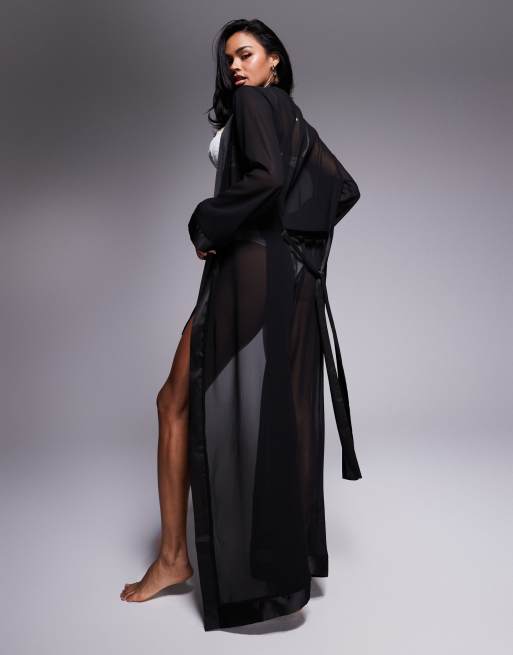 Bluebella Marcella Long Kimono in Black, 2 of 4