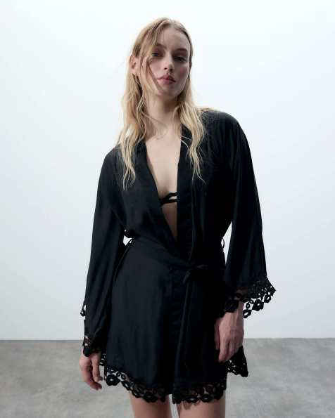 Bluebella Marian kimono in black/sheer - view 1