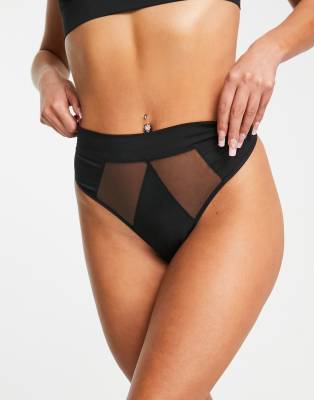 Bluebella Orla mesh and microfiber high waist brief in black - ASOS Price Checker