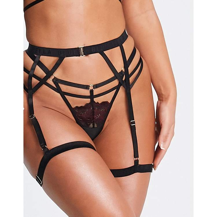 Bluebella Oslo strappy leg harness with tonal logo elastic detail