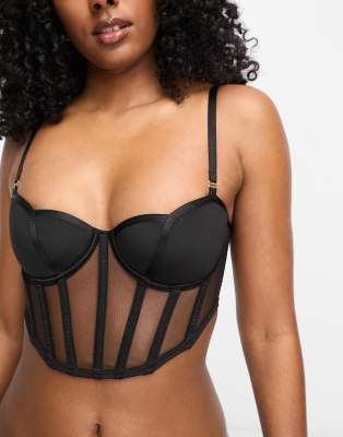 Bluebella Karina open cup sheer corset-style bra in black