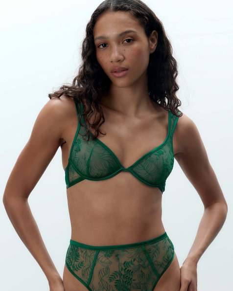 Bluebella Seraphim Embroidered Sheer Wired Bra in Aventurine Green - view 1