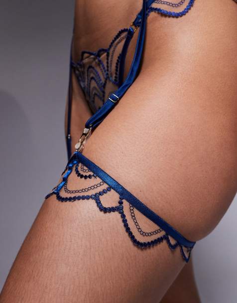 Bluebella Soraya detachable thigh garters in deep blue - view 1