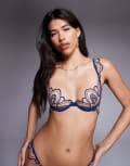 [Bluebella] Bluebella Soraya wired sheer bra in deep blue 30C Deep blue