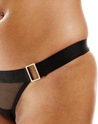 Bluebella Trinity Thong With Thick Strapping Detail In Black